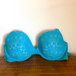 Blue lace bra